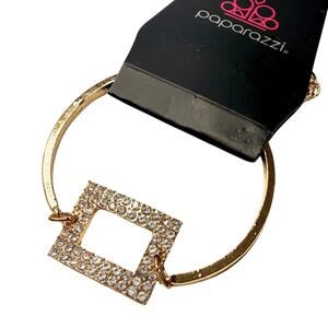 Paparazzi Main Street Metro Rhinestone Bracelet Gold Cocktail Party Glam Jewelry